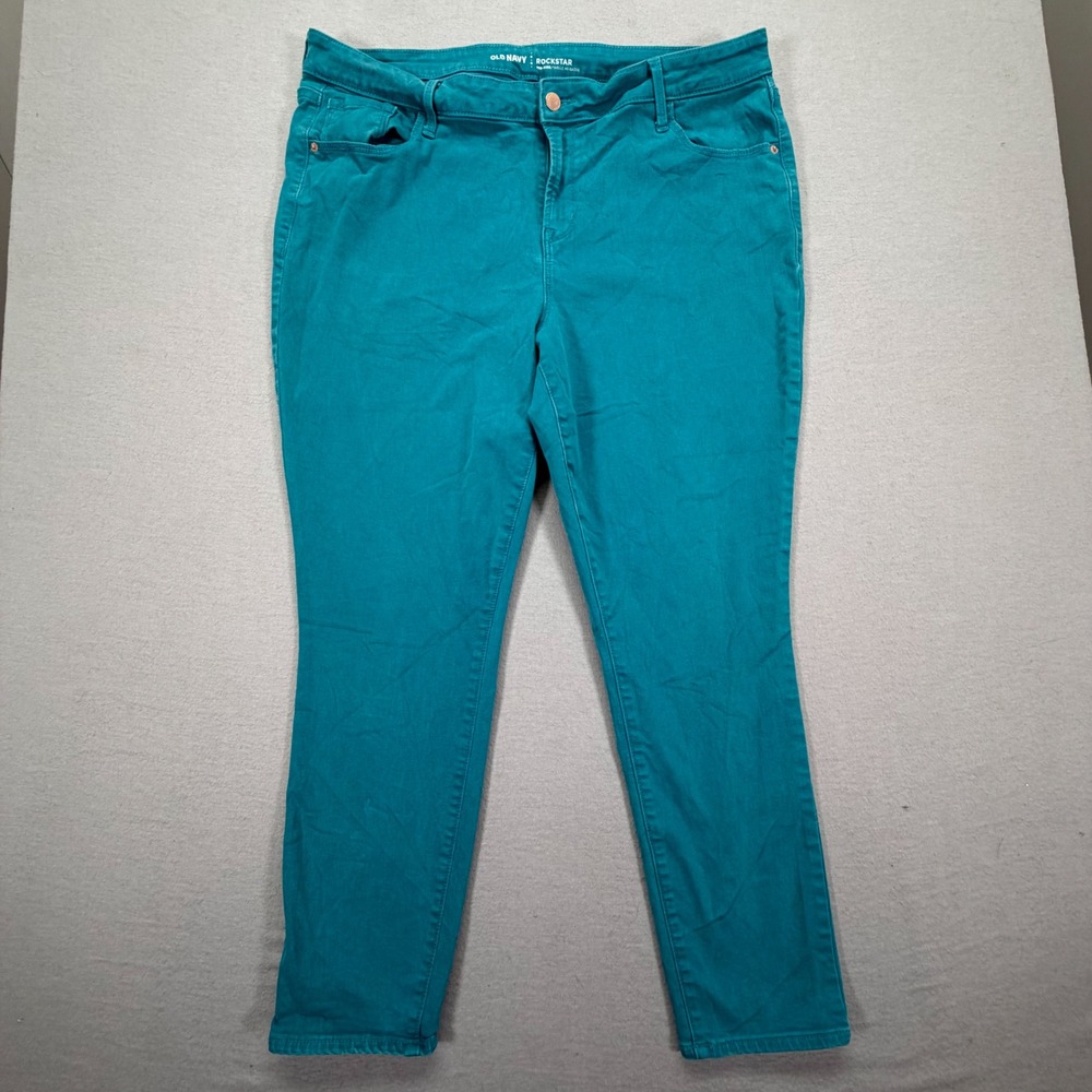 Old Navy Rockstar Jeans‎ Womens 18 Regular Good Teal Mid Rise Skinny Stretch